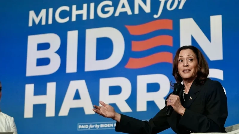 Harris Supports Protesters’ Right to Speak Out at Michigan Rally