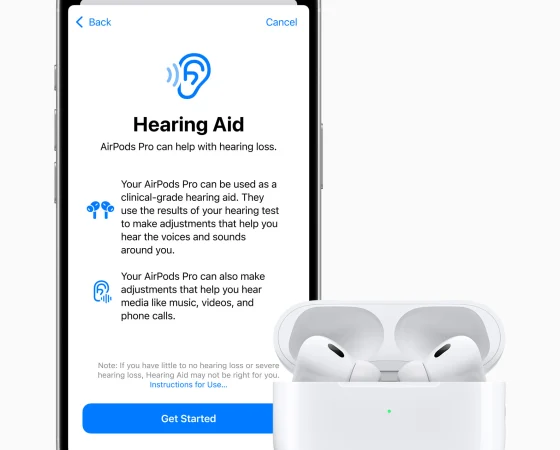 Apple : New AirPods Pro. Hearing Aids Integrated into Your Earbuds